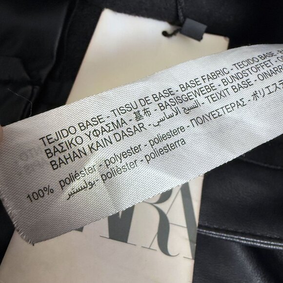 ZARA Faux Leather Black Pants XXL Womens Slim Ankle Modern Moto  NWT - Picture 10 of 12